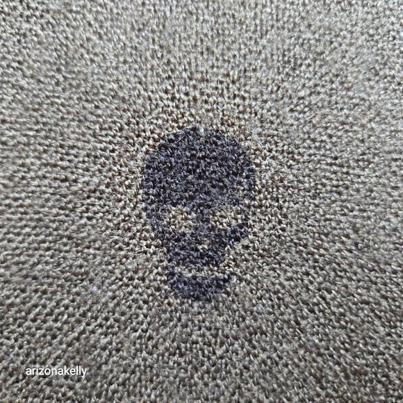 Mossimo Lightweight Wool Woven Scarf Olive Green Black Skulls - Picture 10 of 14